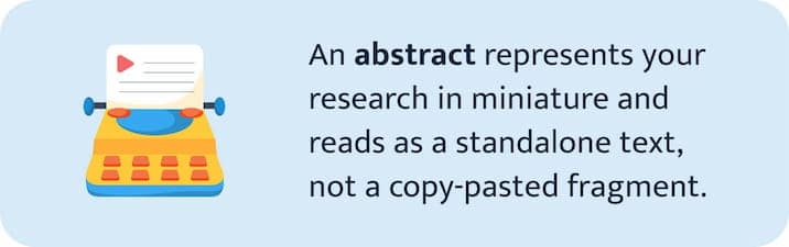 The picture explains what a research abstract does in a paper.