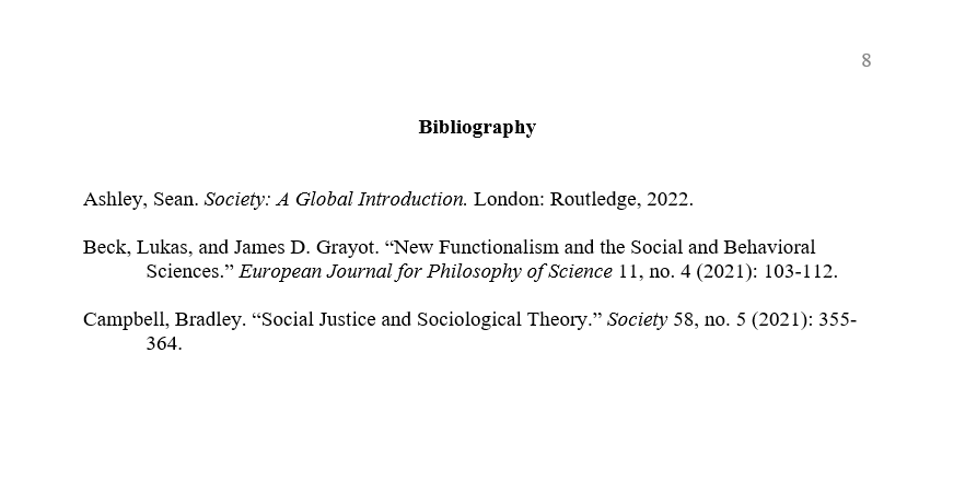 Example of Chicago NB Bibliography.