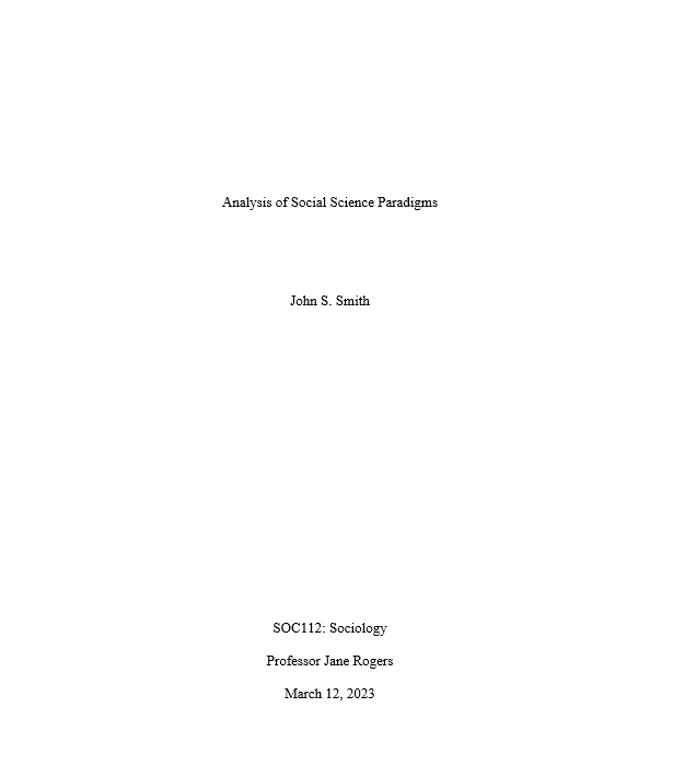 Example of CSE title page.