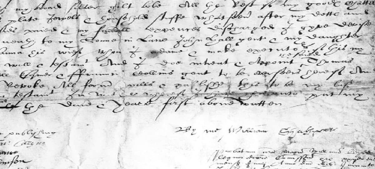 One of the very few copies of Shakespeare's signature is found on his will.