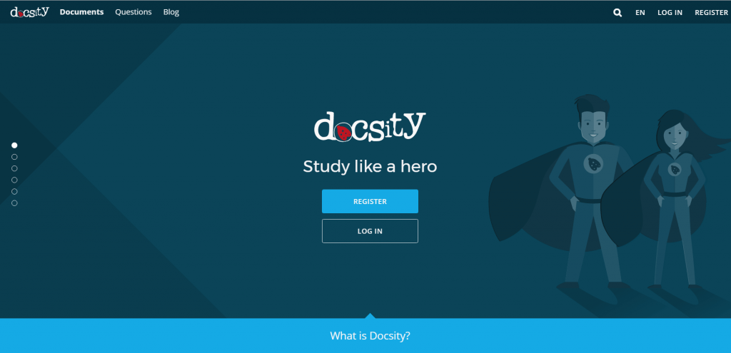 Docsity website screenshot.