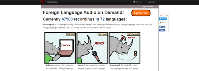 RhinoSpike is a free language learning tool. Foreign language Audio on Demand.