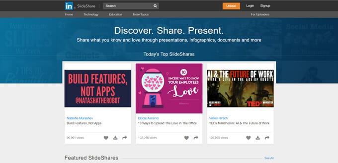 SlideShare website screenshot.