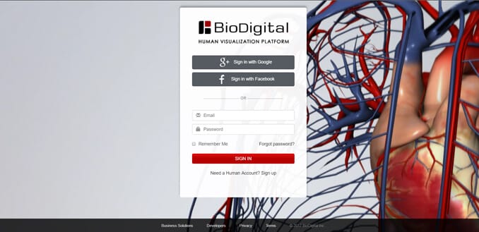 BioDigital Human website screenshot.