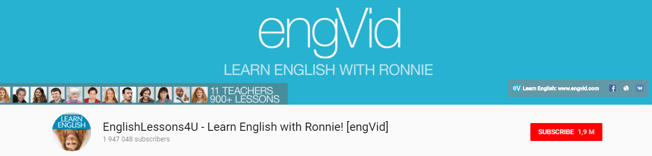 EngVid Learn English with Ronnie youtube channel.