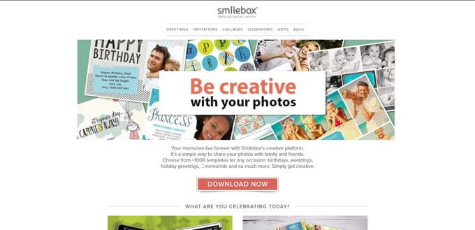 Smilebox website screenshot.