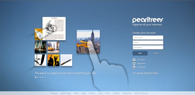 Pearltrees website screenshot.