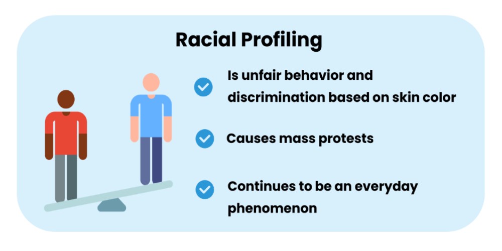 Racial profiling is incredibly offensive and unfair behavior that causes most of the protests in support of people of color.