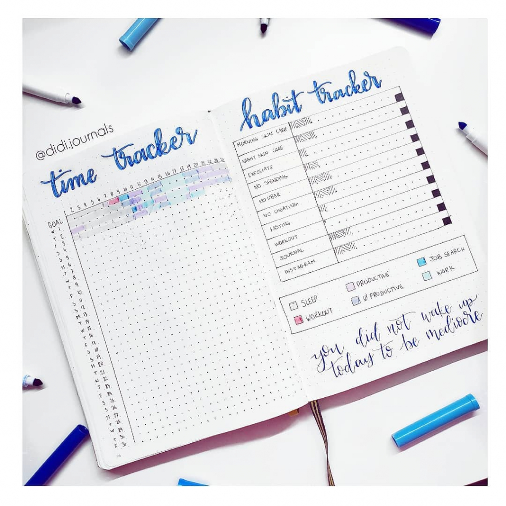 Example of BuJo habit tracker.