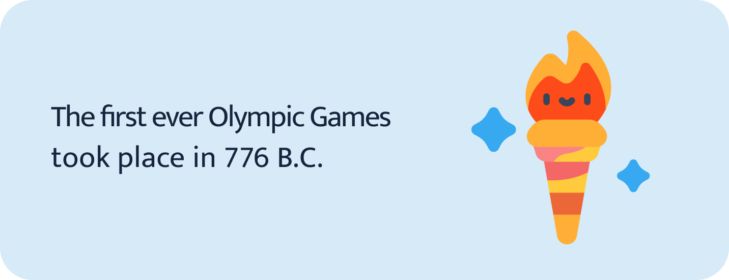 The first ever Olympic Games took place in 776 B.C.