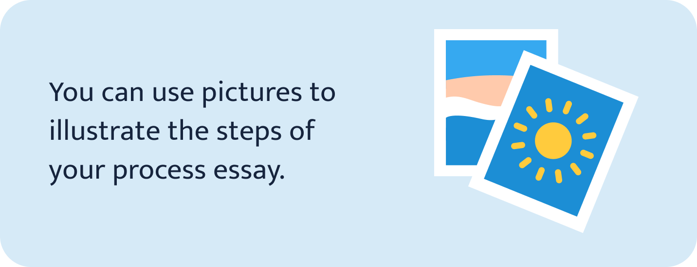 Use pictures to illustrate the steps of process essay.