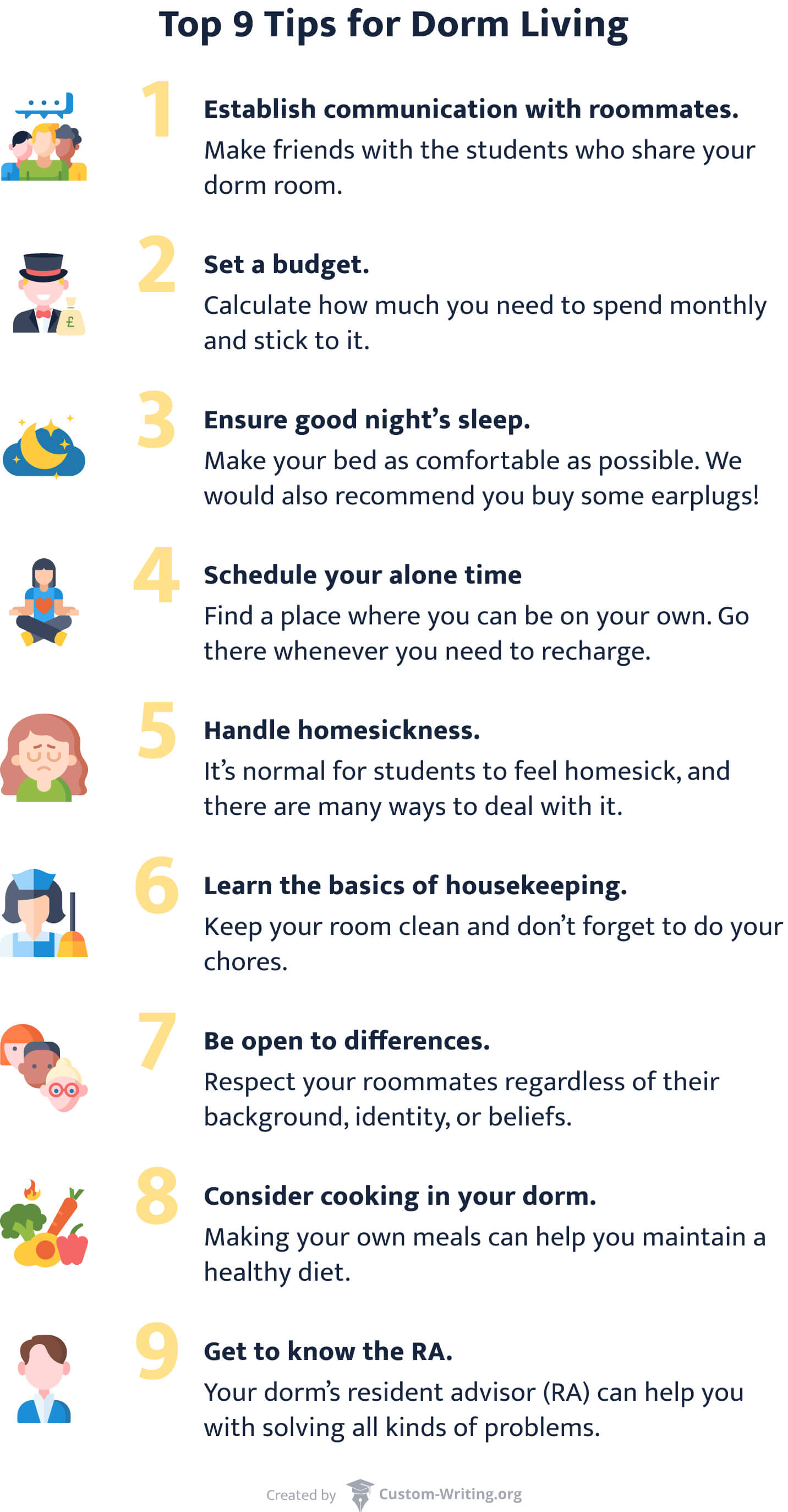 24 Tips for Dorm Living