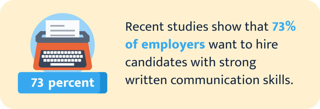 The picture shows statistics related to written communication skills.