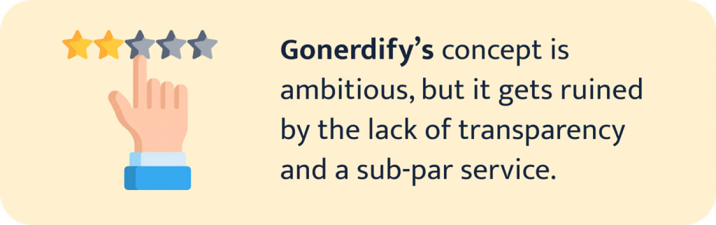 The picture shows a brief Gonerdify review and ranking.