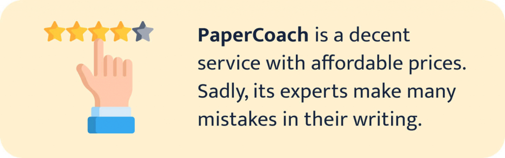 The picture provides a short PaperCoach review with a rating.