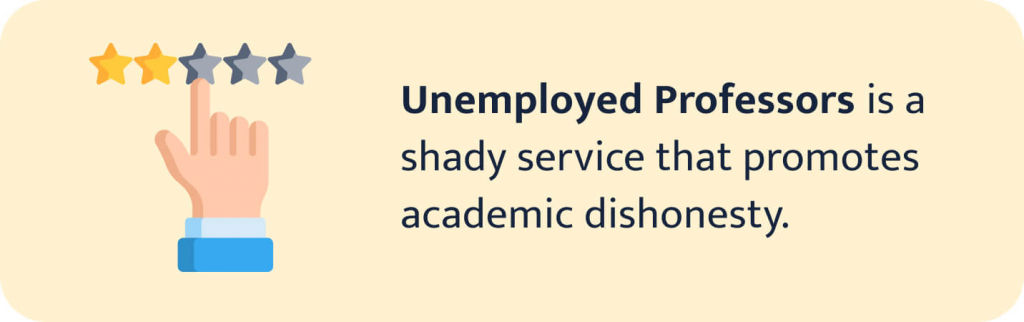 The picture shows a brief UnemployedProfessors review with a rating.