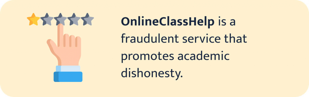 The picture shows a rating and a brief review of OnlineClassHelp.