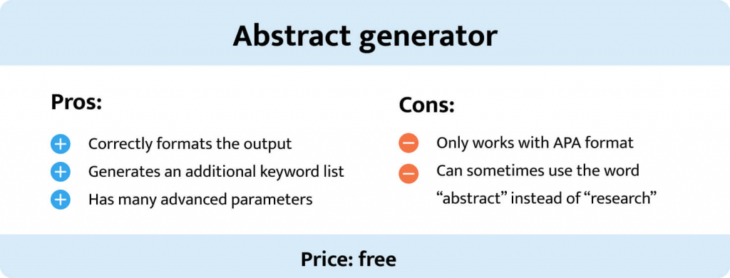 Pros and cons of the abstract generator.