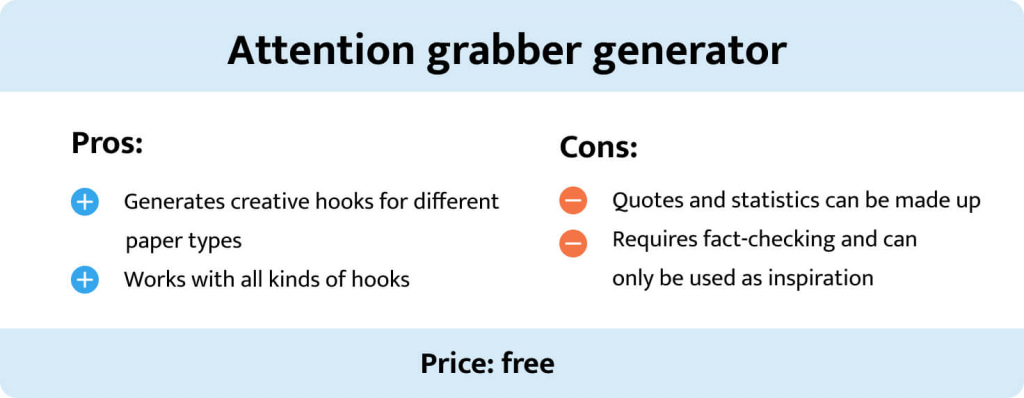 Pros and cons of the attention grabber generator.