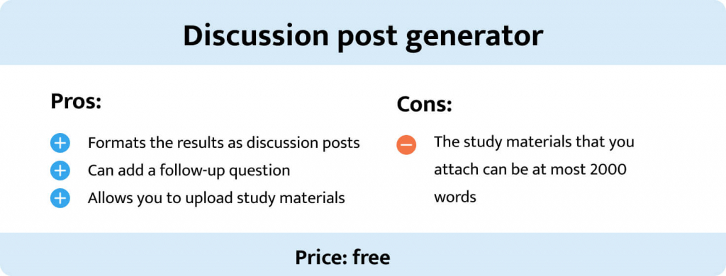 Pros and cons of the discussion post generator.