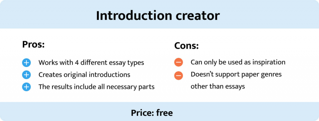 Pros and cons of the introduction generator. 