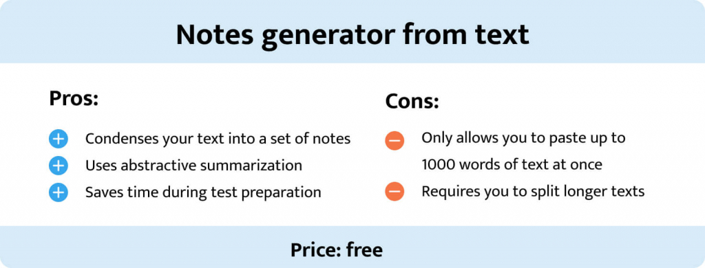 Pros and cons of the notes generator from text.