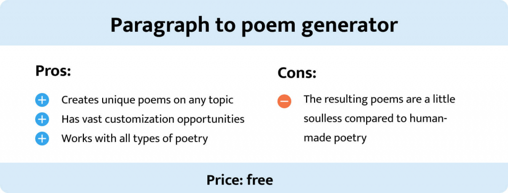 Pros and cons of the paragraph to poem generator.