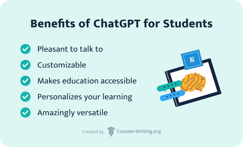 List of benefits of ChatGPT for students.