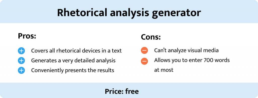Pros and cons of the rhetorical analysis generator.