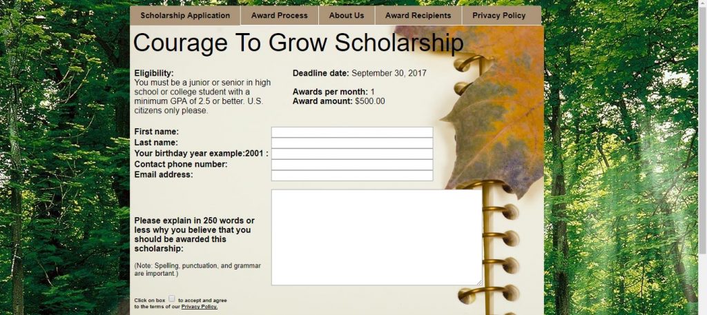 courage to grow scholarship