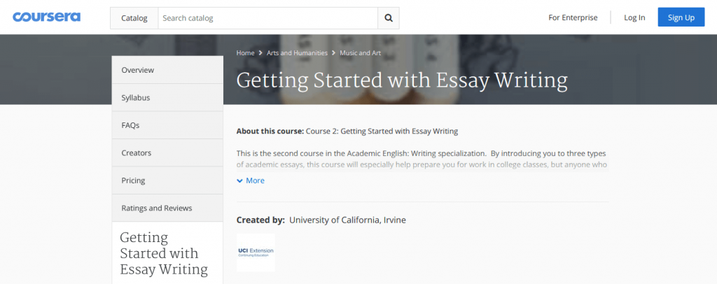 essay writing course in coursera