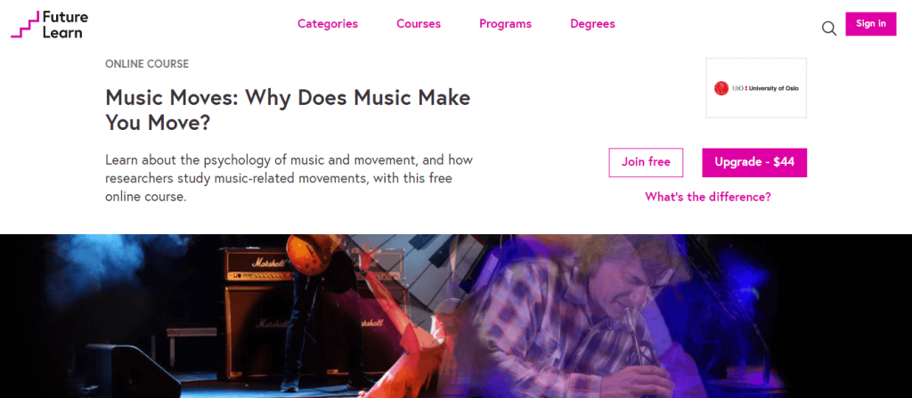Music moves online course website screenshot