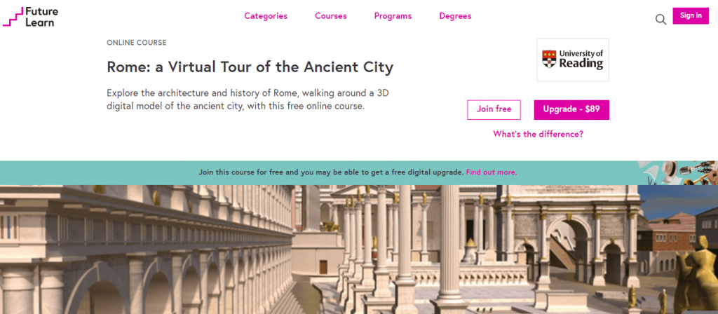 Rome a virtual tour of the ancient-city future learn website screenshot